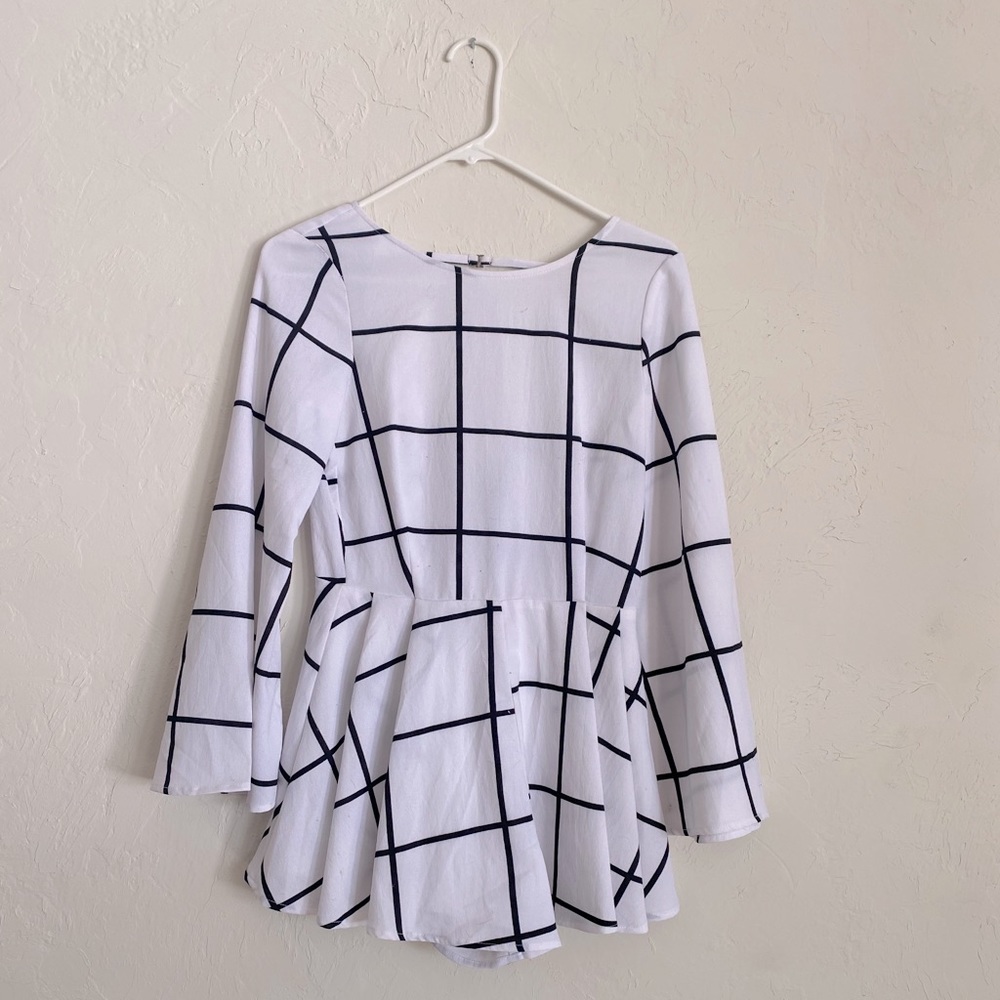 Black and White Grid Romper